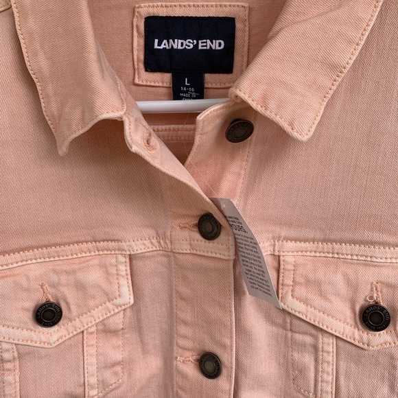 LANDSEND Women's Light Peachy Pink Soft Denim Jean Jacket - Picture 3 of 6